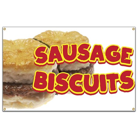 Signmission Sausage Biscuits Banner Concession Stand Food Truck Single Sided B-72 Sausage Biscuits19
